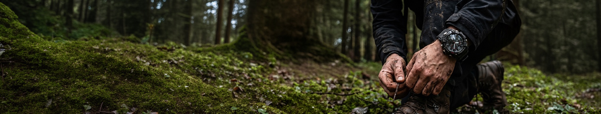 G-SHOCK watch worn outdoors in a forest